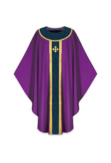 Slabbinck Chasuble - Brugia Fabric with Goya Damask Banding -