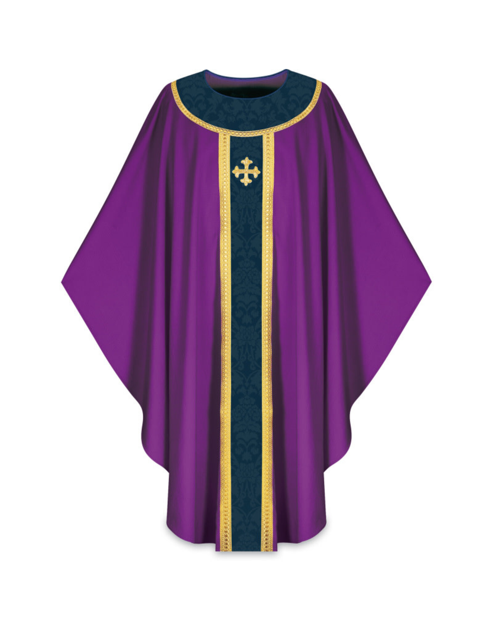 Slabbinck Chasuble - Brugia Fabric with Goya Damask Banding -