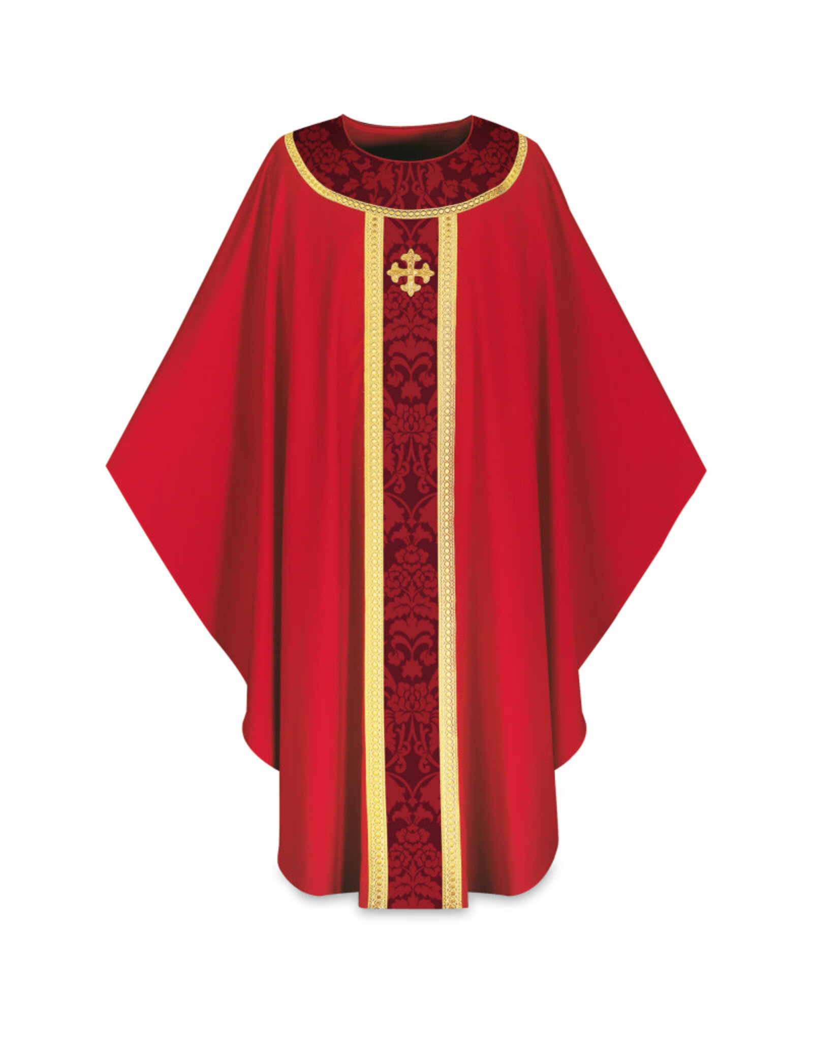 Slabbinck Chasuble - Brugia Fabric with Goya Damask Banding -