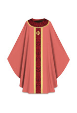 Slabbinck Chasuble - Brugia Fabric with Goya Damask Banding -