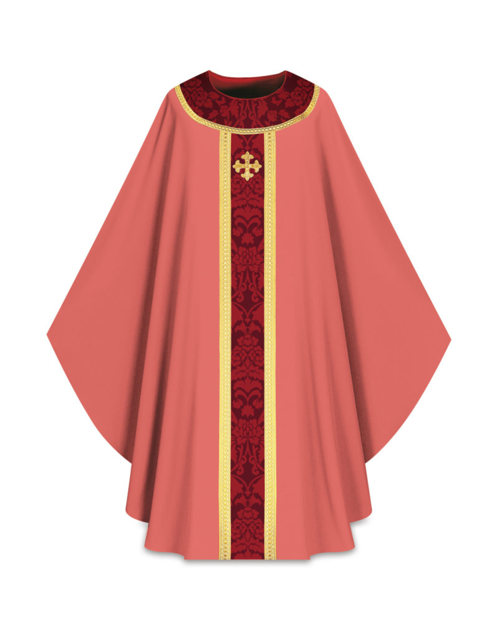 Slabbinck Chasuble - Brugia Fabric with Goya Damask Banding -