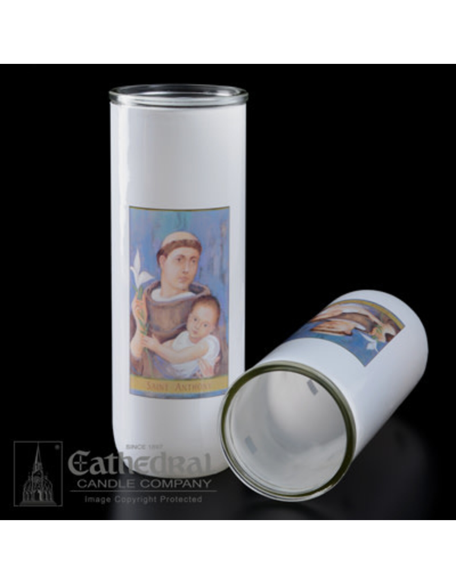Cathedral Candle 5, 6, 7-Day Glass Globes - St. Anthony (12)