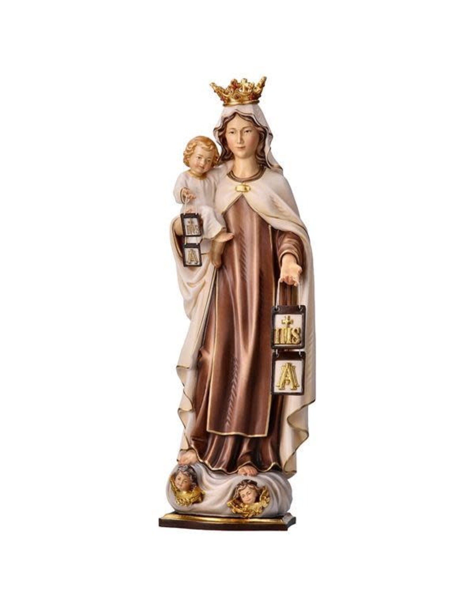 Ulpe Statue - Our Lady of Mount Carmel with Crown, Wood-Carved (19")