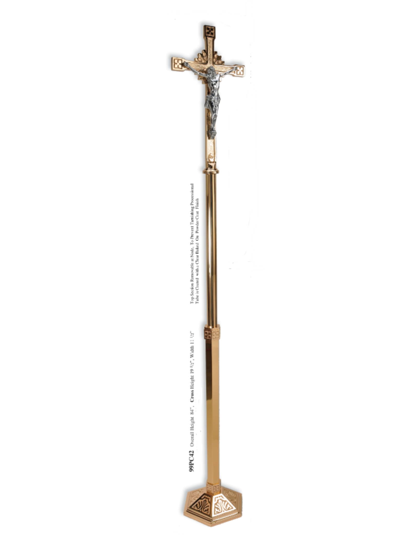 Regal Processional Crucifix 84"Ht, High Polish Finish