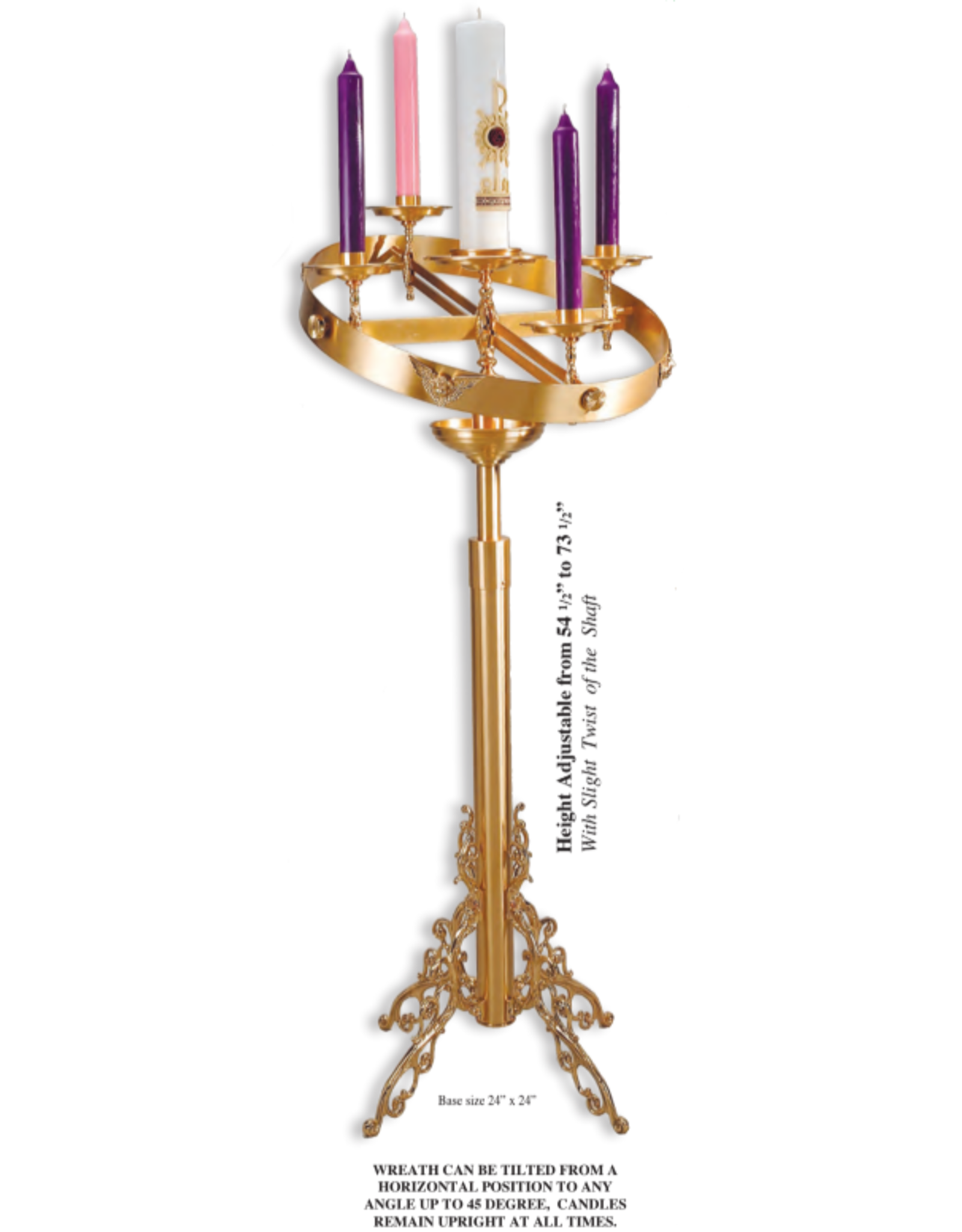 Regal Floor Advent Wreath with Tilting, Adjustable Head, Combination Finish