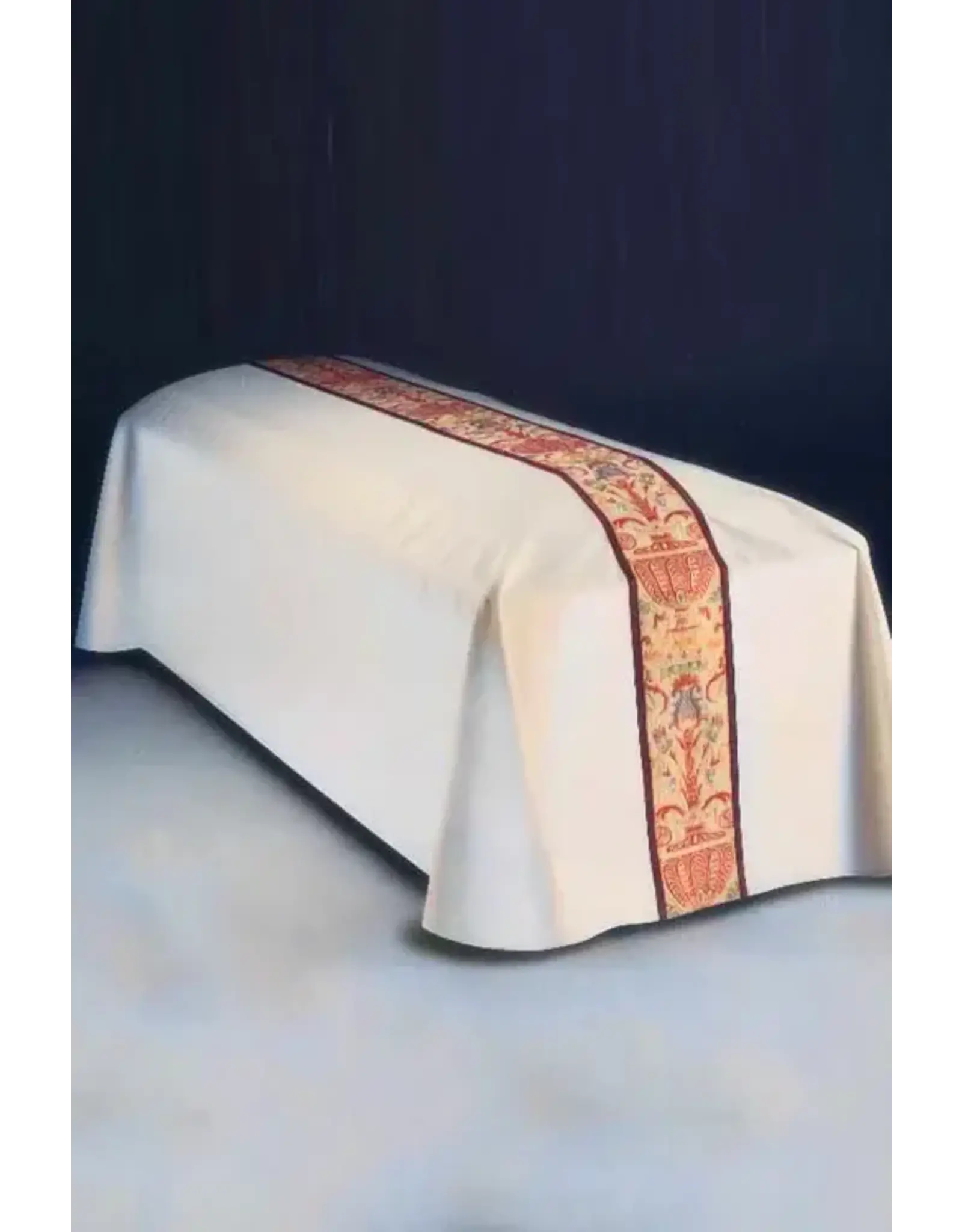 Harbro Funeral Pall, Off-White with Tapestry Trim and Added Banding