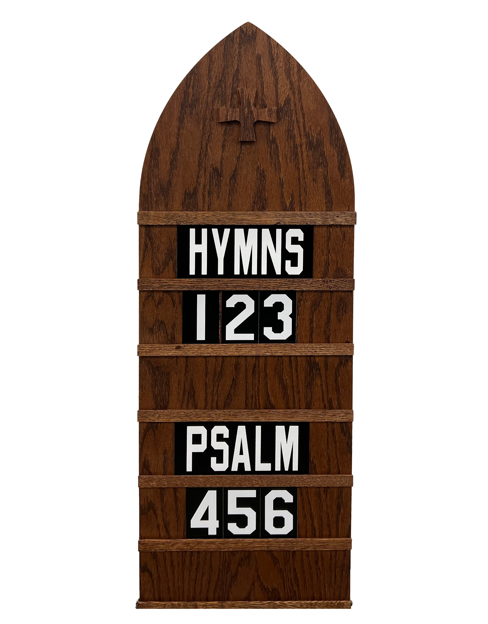 Flynn Hymn Board, Dark Oak Finish, Standard Size 12"Wx36"H