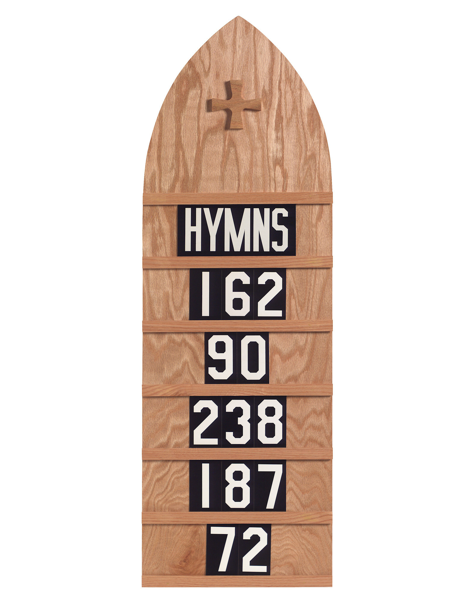 Flynn Hymn Board, Light Oak Finish, Standard Size 12"Wx36"H