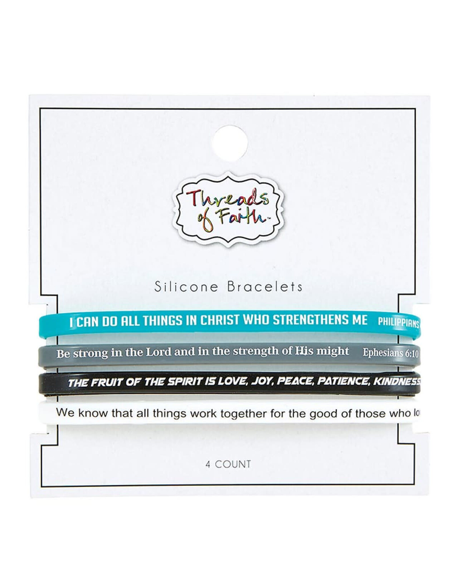 Threads of Faith Silicone Bracelet - Scripture Verses - 4pc