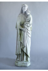 Orlandi Queen Mary & Child Outdoor Statue - Fiber Stone, White Moss Finish (25")