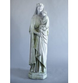 Orlandi Queen Mary & Child Outdoor Statue - Fiber Stone, White Moss Finish (25")