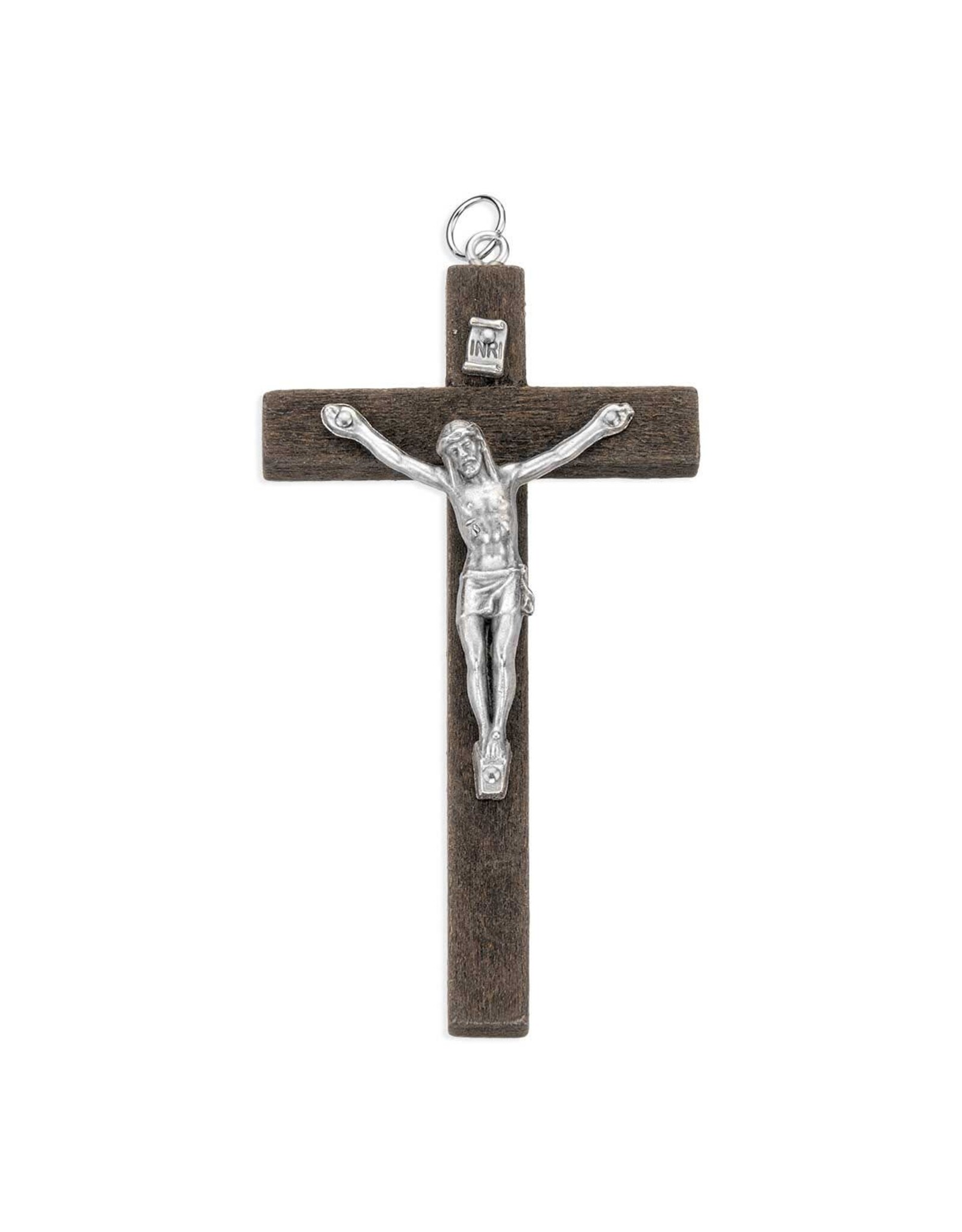 Hirten Wood Crucifix with Silver Corpus (3.5")