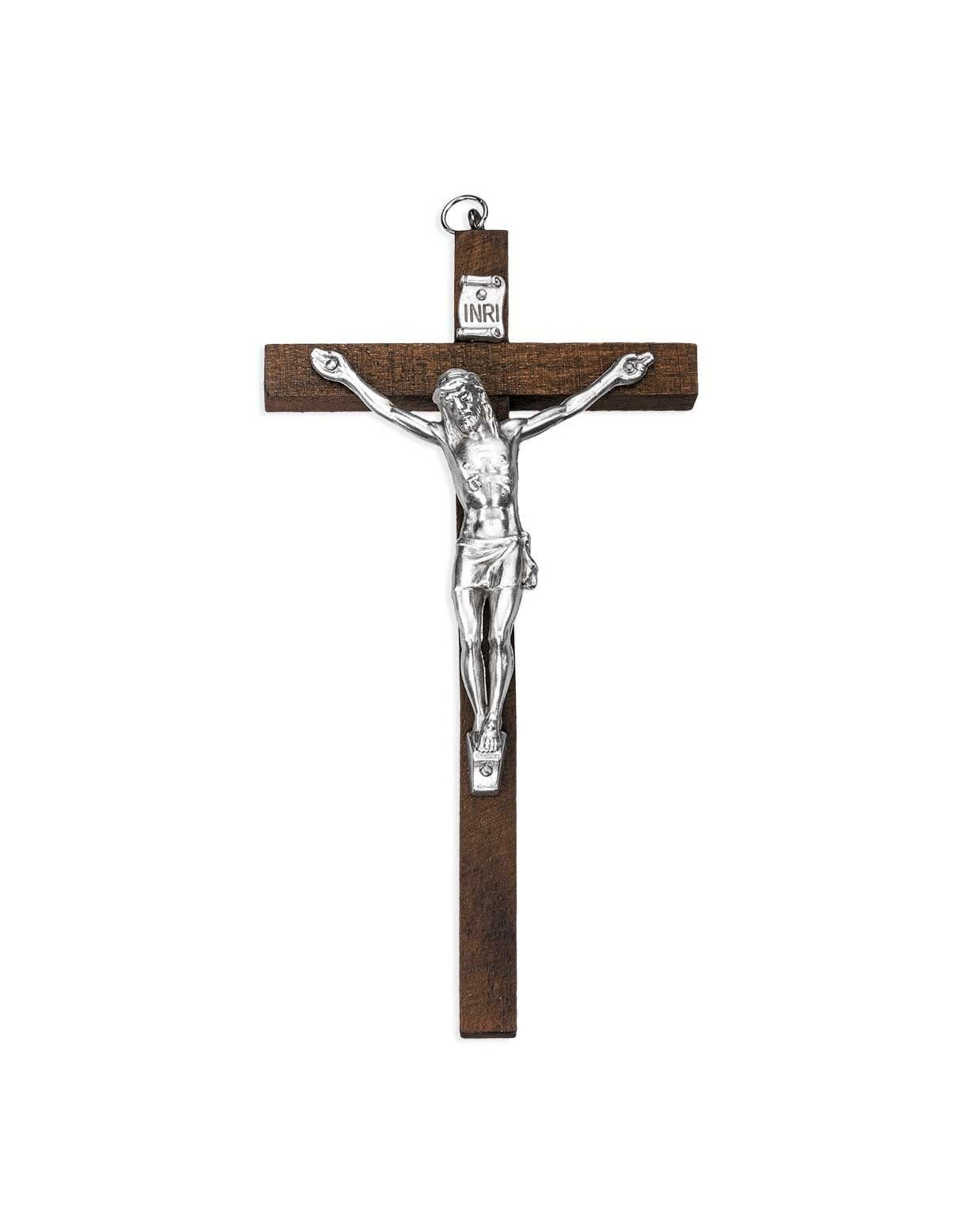 Hirten Wood Crucifix with Silver Corpus (5")