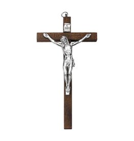 Hirten Wood Crucifix with Silver Corpus (5")