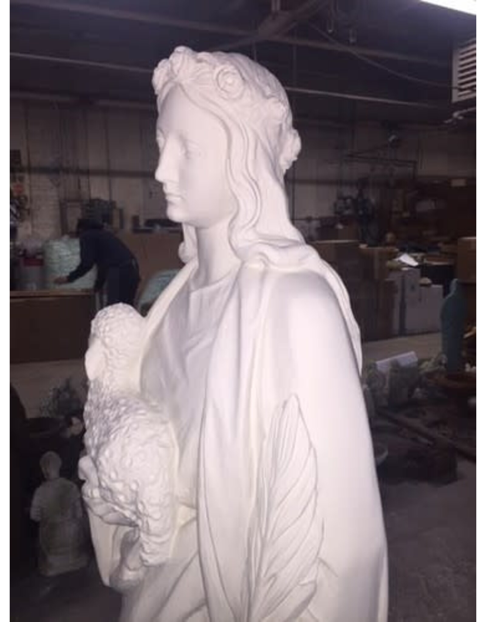 Orlandi St. Agnes Outdoor Statue - Fiberglass, Antique White Finish (60")