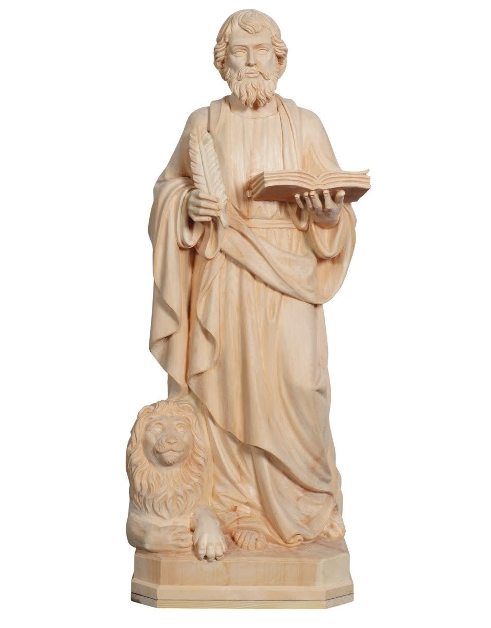 Pema Statue - St. Mark, Wood-Carved, Natural Finish, 35"