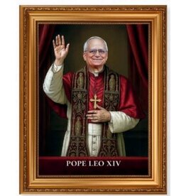 Hirten Gold Framed Fine Textured Art Print - Pope Leo XIV (15.5" x 19.5")