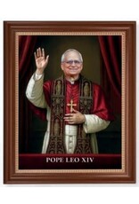 Hirten Dark Walnut Framed  Art Print - Pope Leo XIV (13.5" x 16.5")