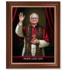 Hirten Dark Walnut Framed  Art Print - Pope Leo XIV (13.5" x 16.5")