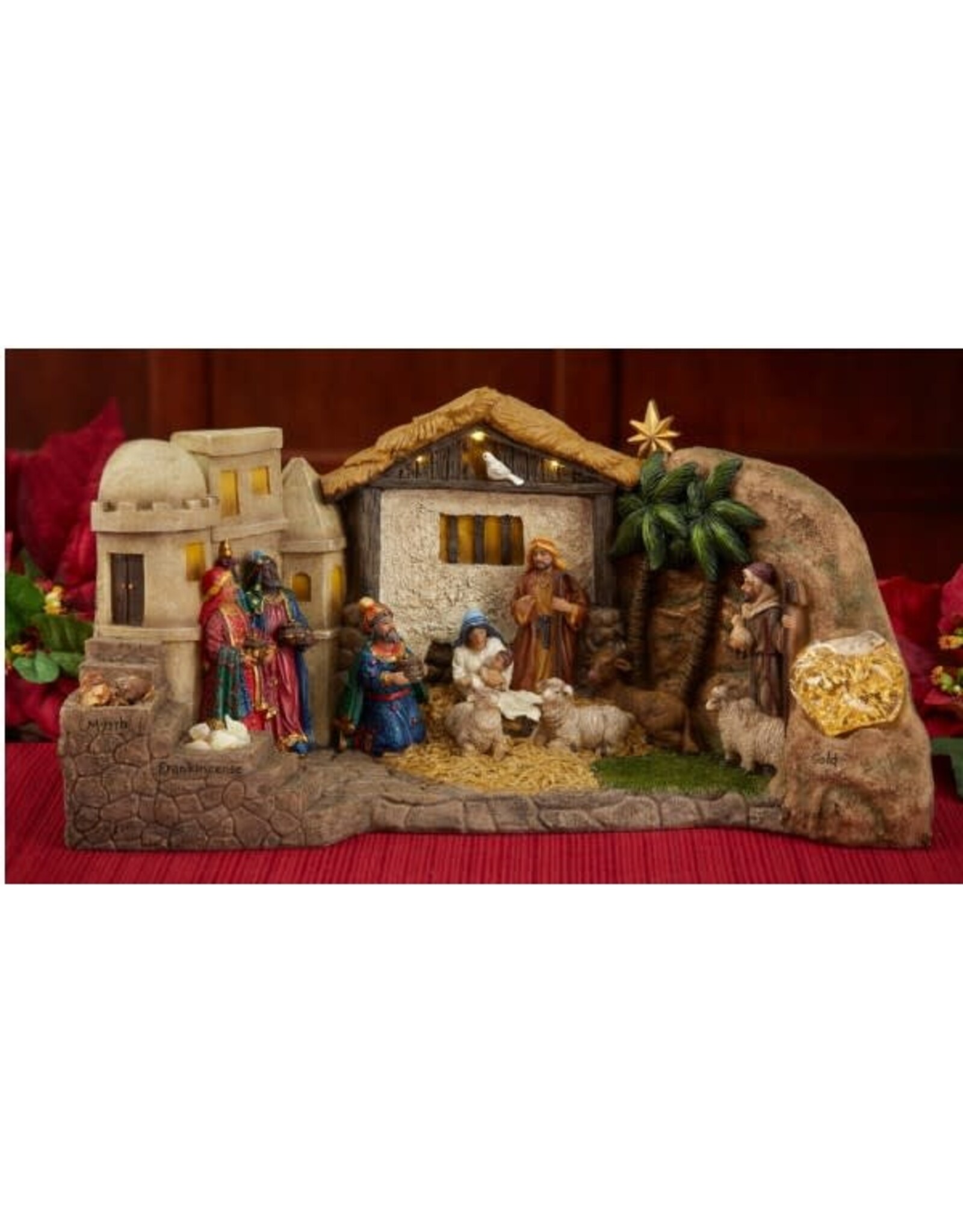 Three Kings Panorama Nativity with Gold, Frankincense & Myrrh