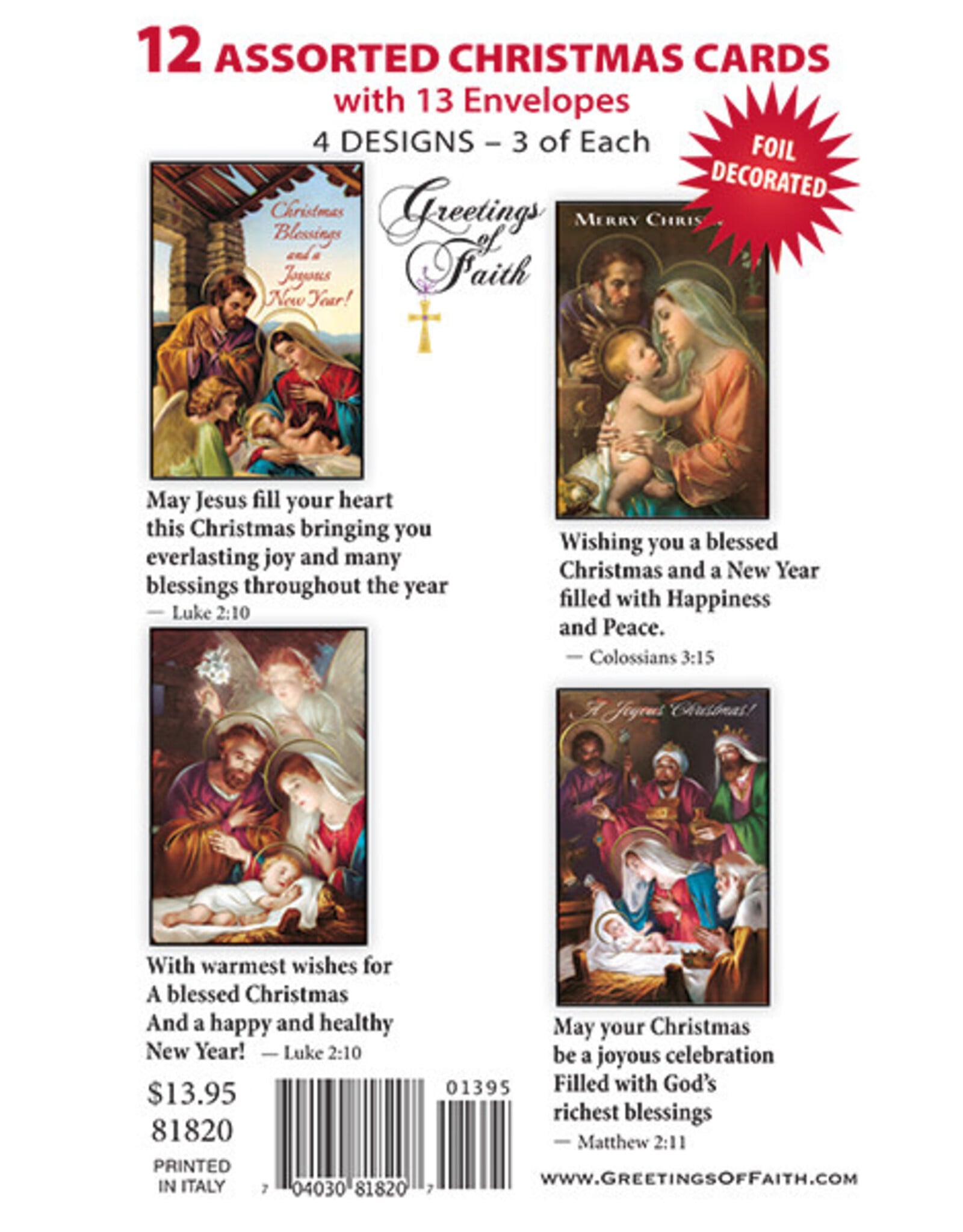Greetings of Faith Boxed Christmas Cards - Assorted (12)