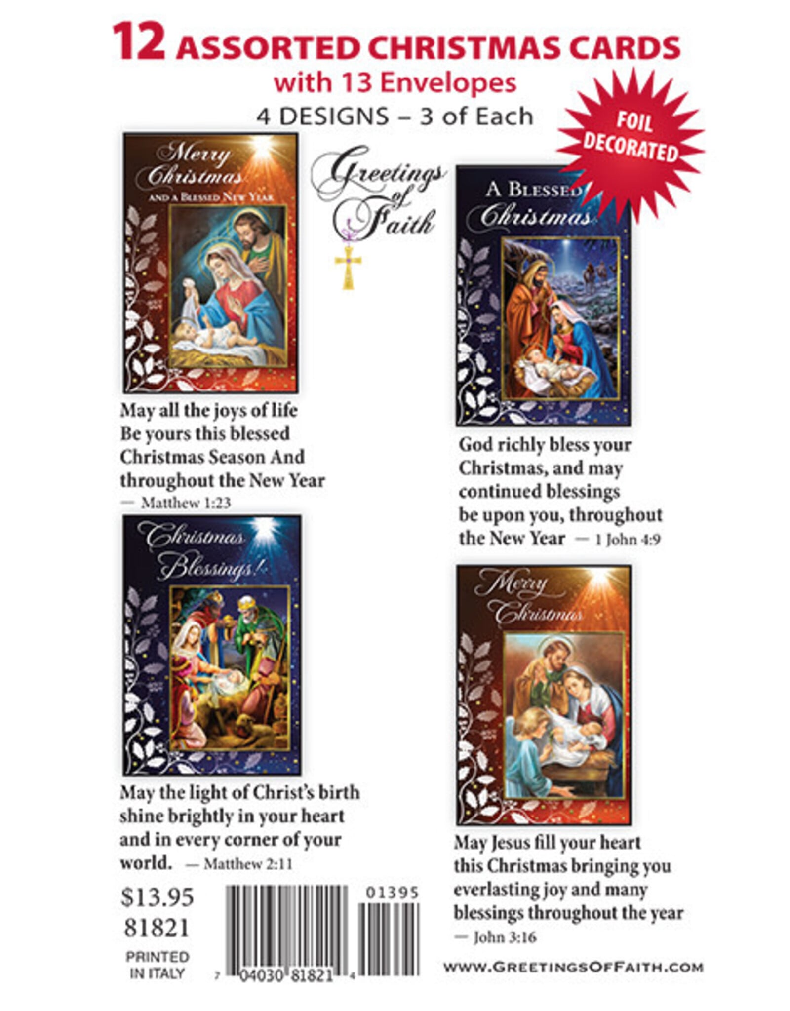 Greetings of Faith Boxed Christmas Cards - Assorted (12)