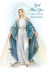 Greetings of Faith Card - Birthday, Miraculous Mary