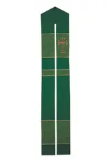 Harbro Stole (Priest) Green with Gold Embroidered Cross-Colored Bands