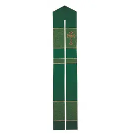Harbro Stole (Priest) Green with Gold Embroidered Cross-Colored Bands