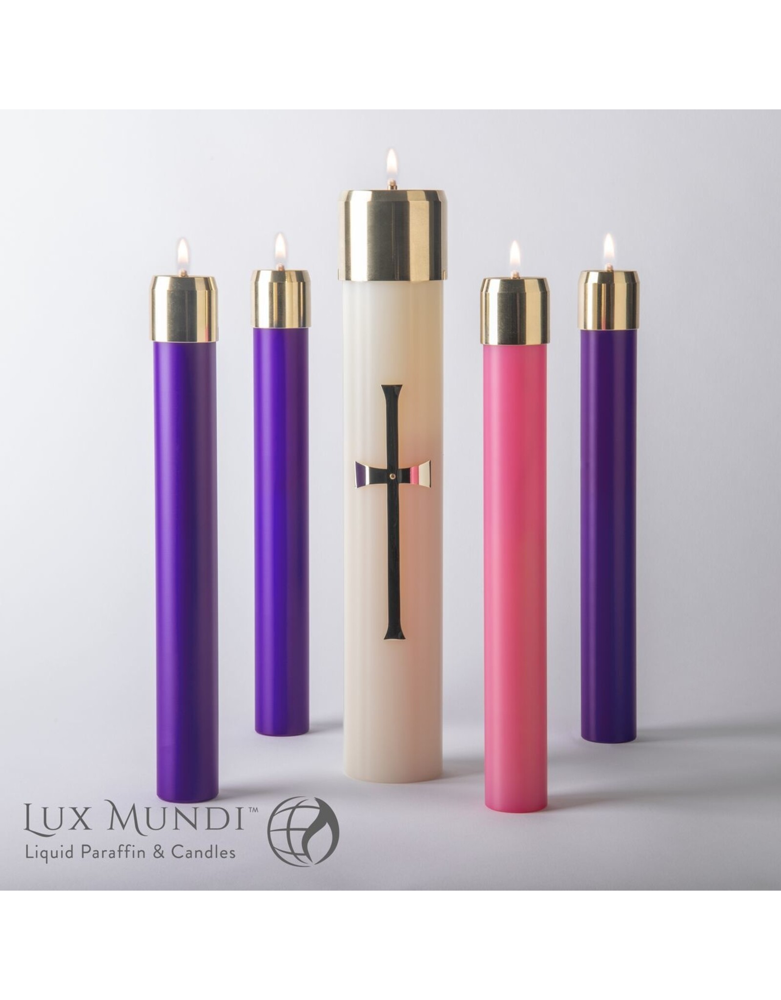 Lux Mundi Refillable Advent Oil Candles Set 7/8"x12" - 3 Purple, 1 Pink