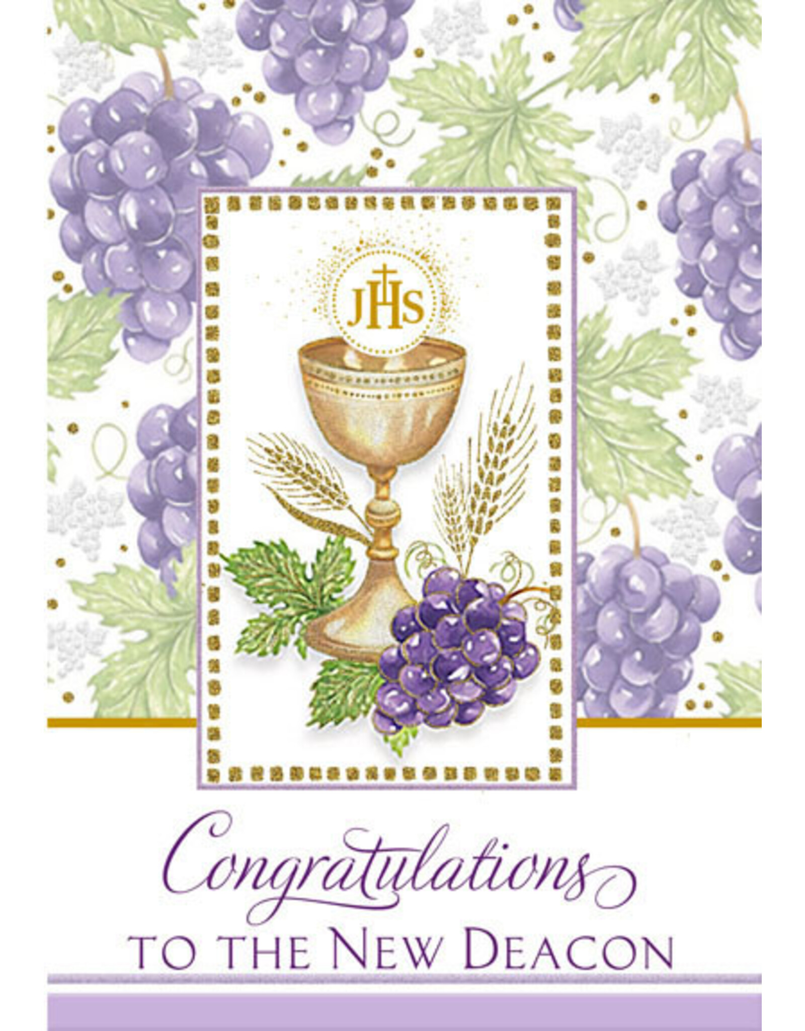 Greetings of Faith Card - Deacon Ordination, Purple Grapes