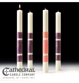 Cathedral Candle 51% Beeswax Advent Candles ("ArtisanWax") 2x24 (3 Purple, 1 Rose)