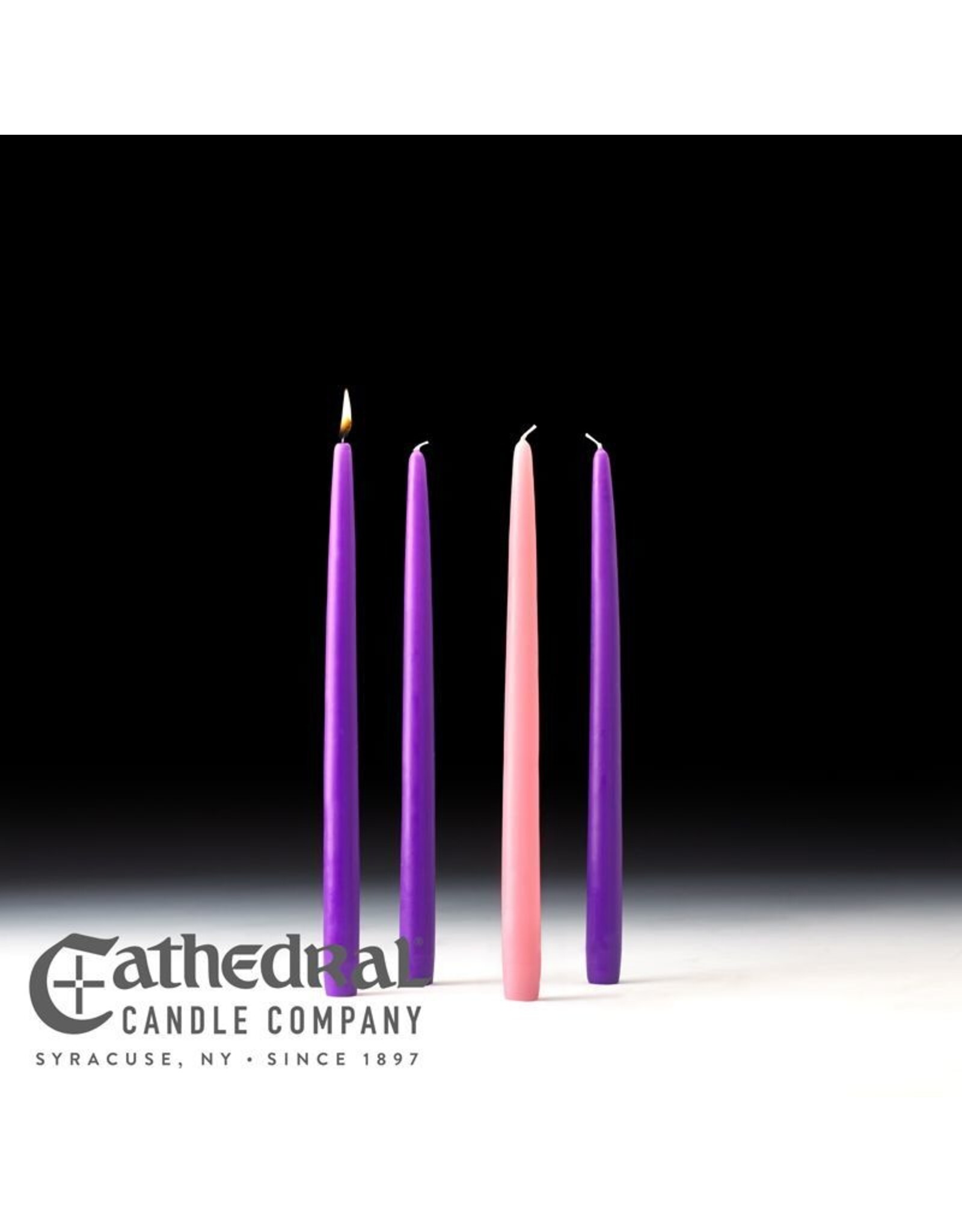 Cathedral Candle 100% Beeswax Advent Candles 7/8x12 SFE (3 Purple, 1 Rose)