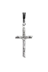 Hirten Pendant - Crucifix, Silver, on 30" Black Cord