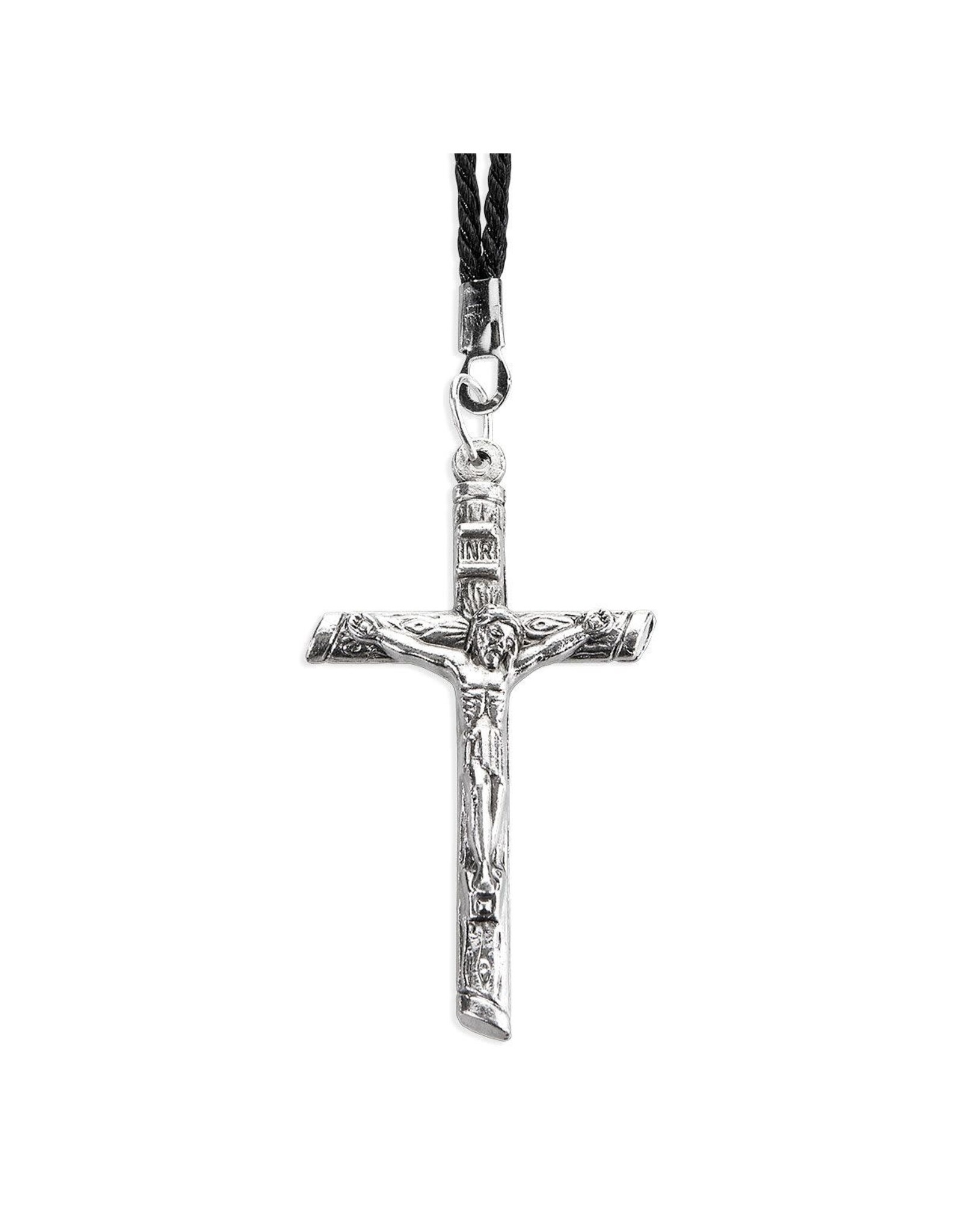 Hirten Pendant - Crucifix, Silver, on 30" Black Cord