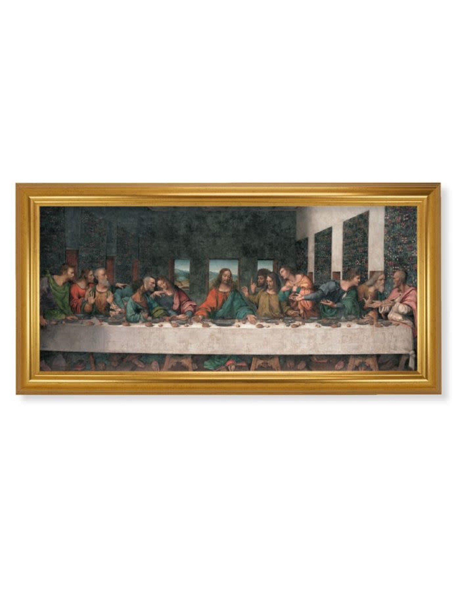 Hirten Last Supper, Gold Leaf Finished Frame, Da Vinci (15-1/2" x 29)