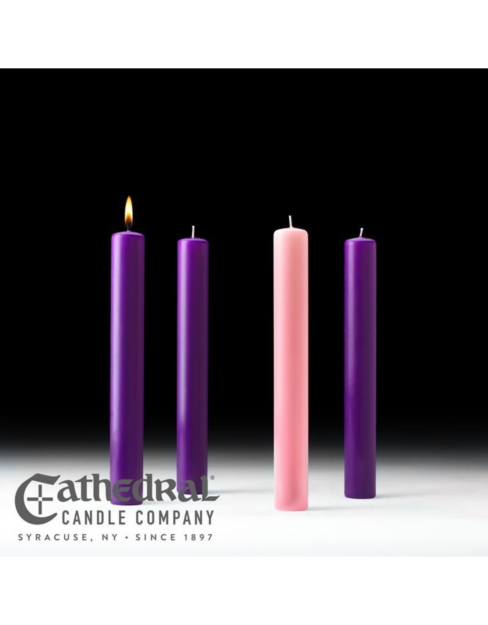Cathedral Candle 51% Beeswax Advent Candles 2x17 (3 Purple, 1 Rose)
