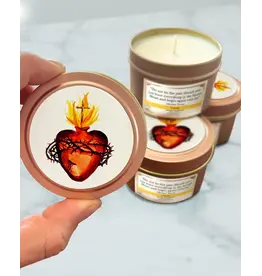 Leanne Bowen Chrism Candle, Sacred Heart Tin, 4oz