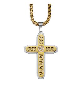 Hirten Stainless Steel and Gold Cross on a 20" Chain