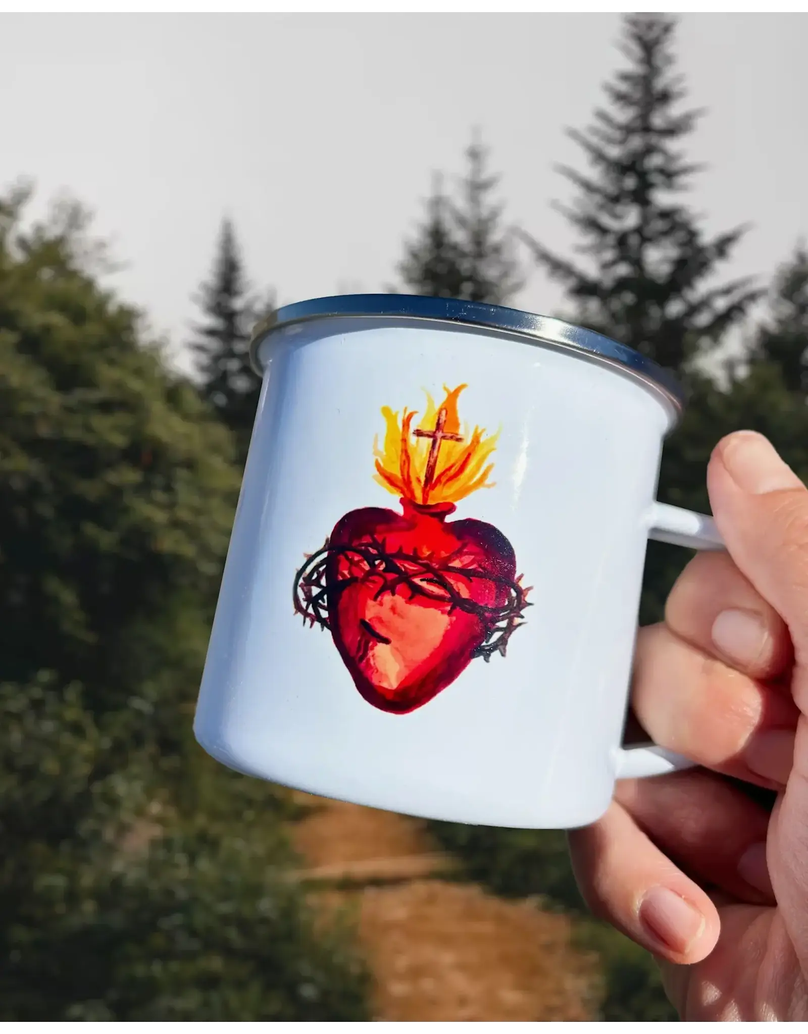 Leanne Bowen Sacred Heart of Jesus Enamel Mug