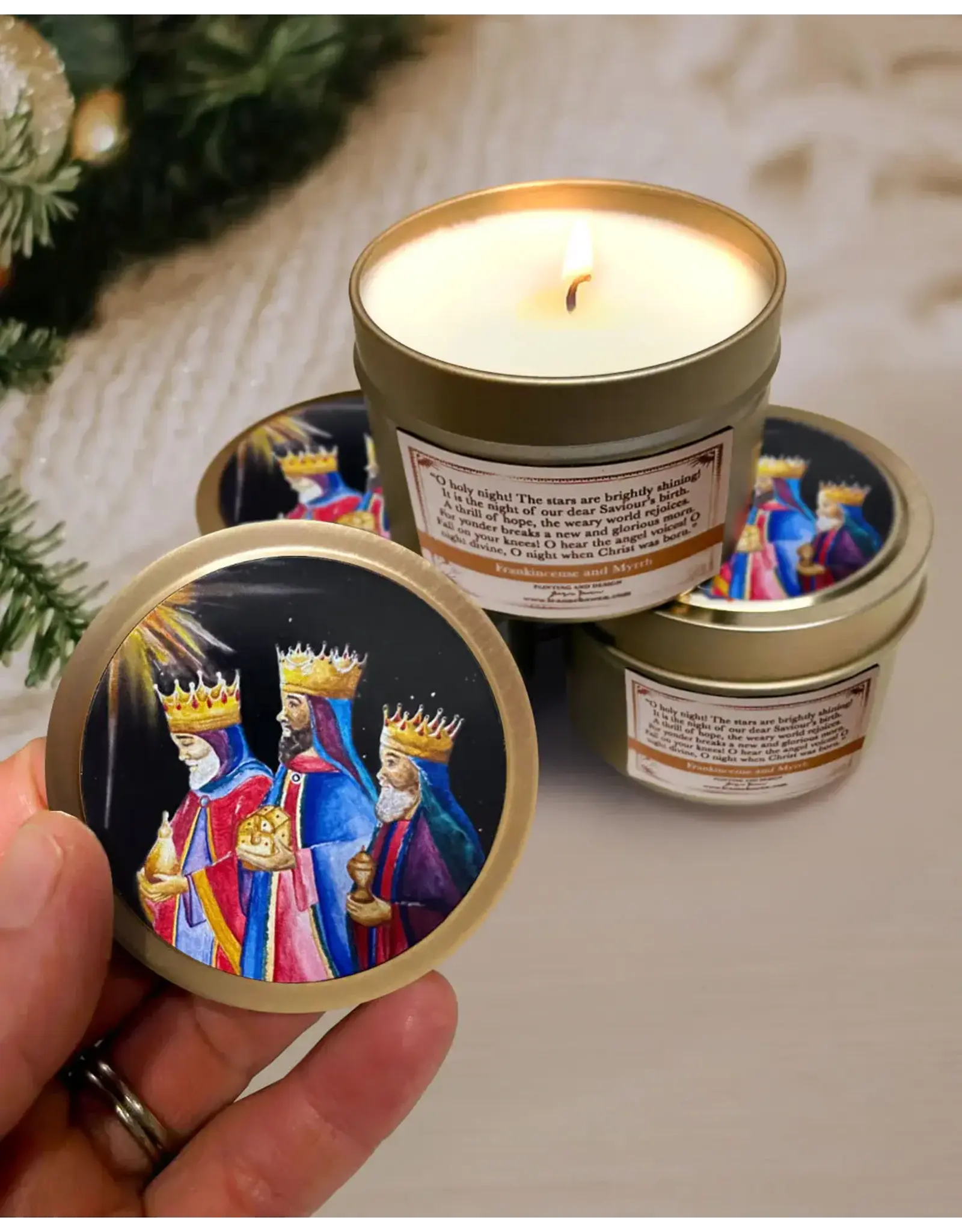 Leanne Bowen Frankincense and Myrrh Candle, Wisemen Tin