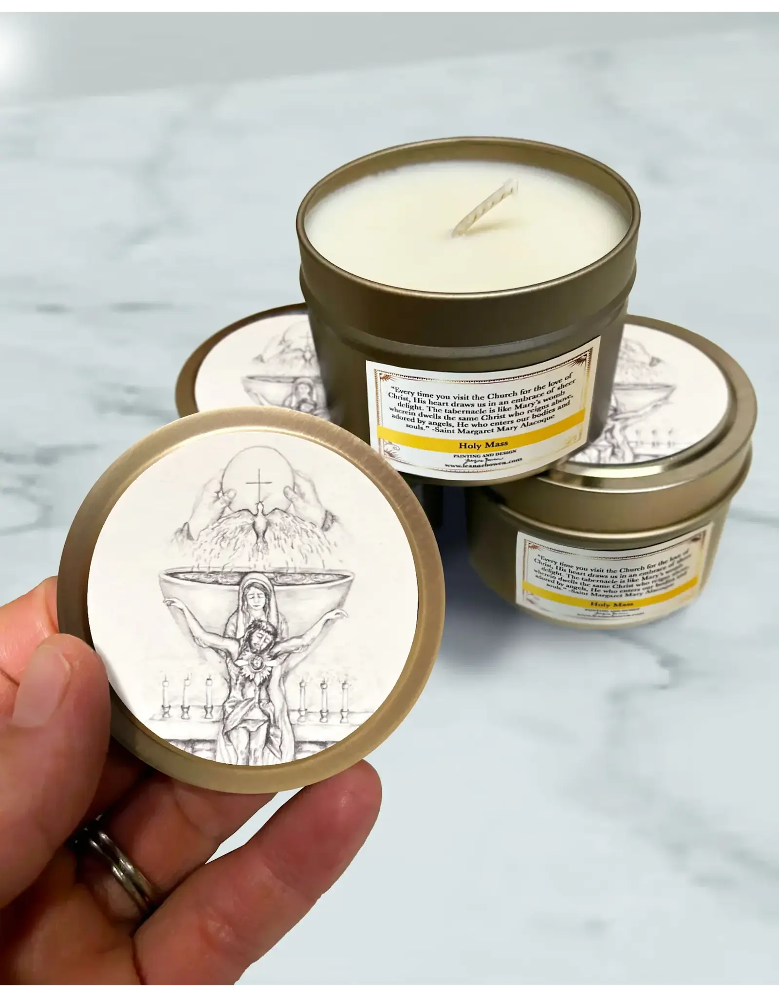 Leanne Bowen Chrism Candle, Eucharist Tin