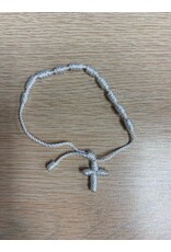 Religious Art Knotted Cord Rosary Bracelet - White