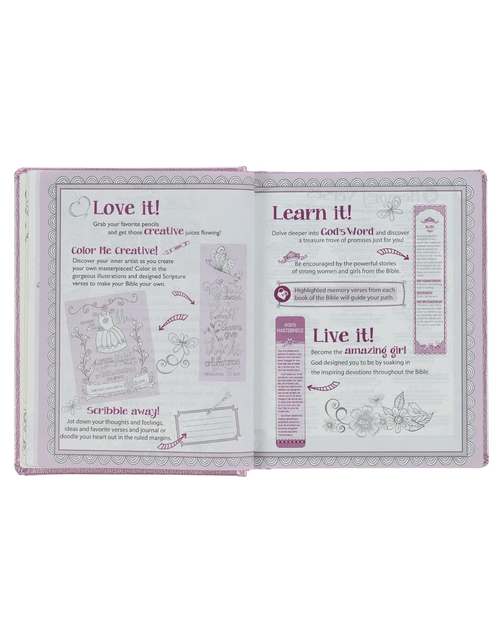 Christian Art Publishers ESV My Creative Bible for Girls -  Metallic Pink Faux Leather Journaling Bible