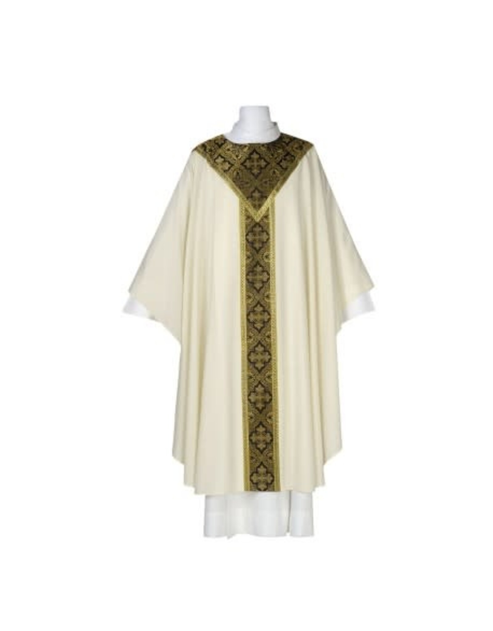 Arte Grosse Chasuble - Saxony Collection, Europa Fabric, Plain Neckline - White