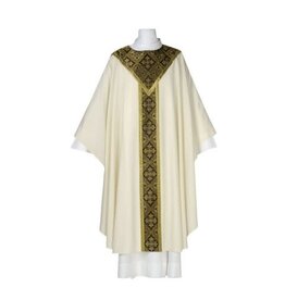 Arte Grosse Chasuble - Saxony Collection, Europa Fabric, Plain Neckline - White