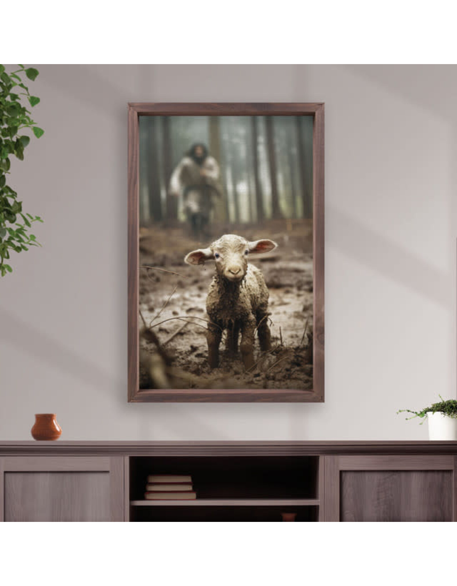P Graham Dunn I Am Found Collection Framed Linen Art - Lamb