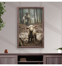 P Graham Dunn I Am Found Collection Framed Linen Art - Lamb