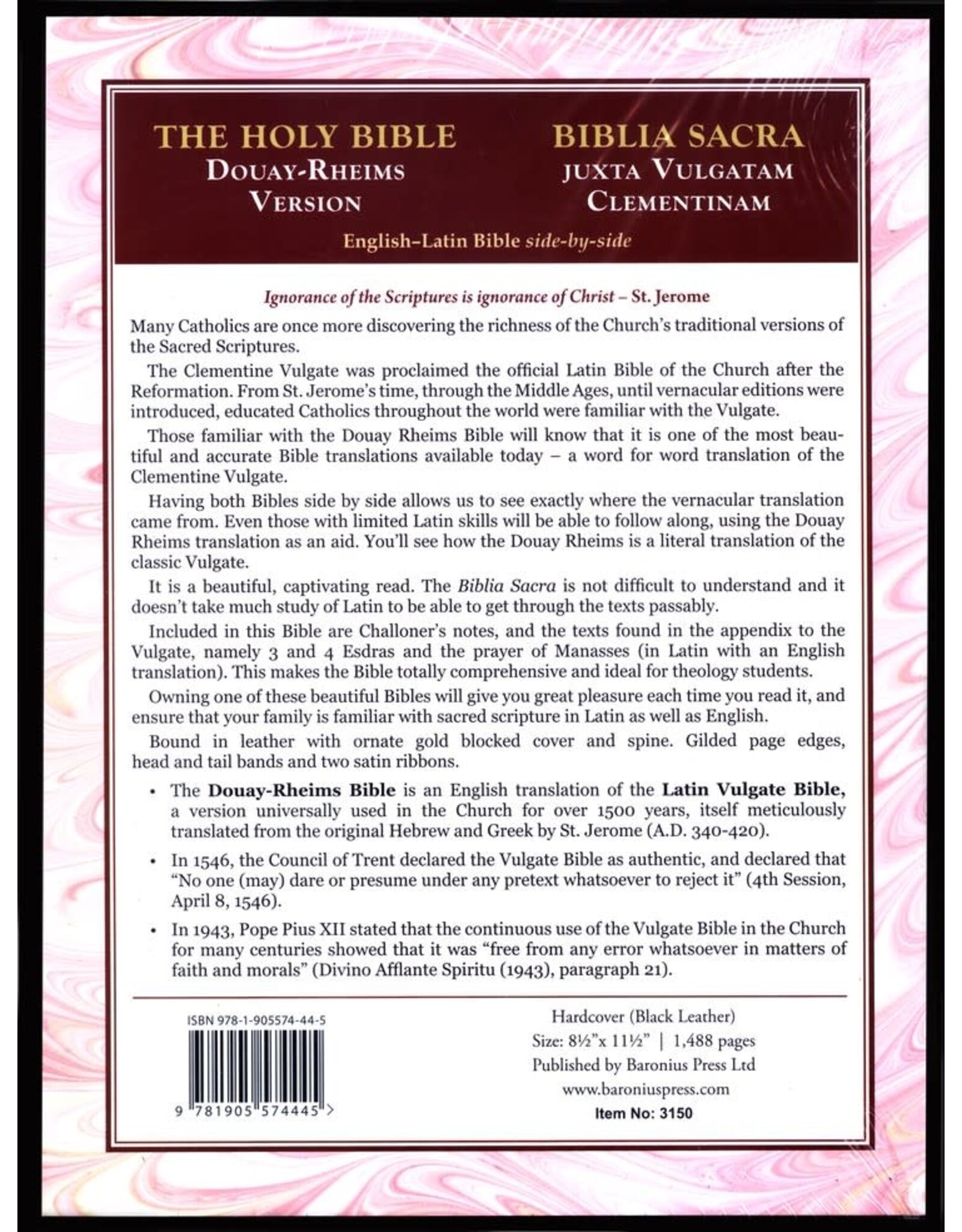 Baronius Press Douay-Rheims & Clementina Vulgata English-Latin Bible