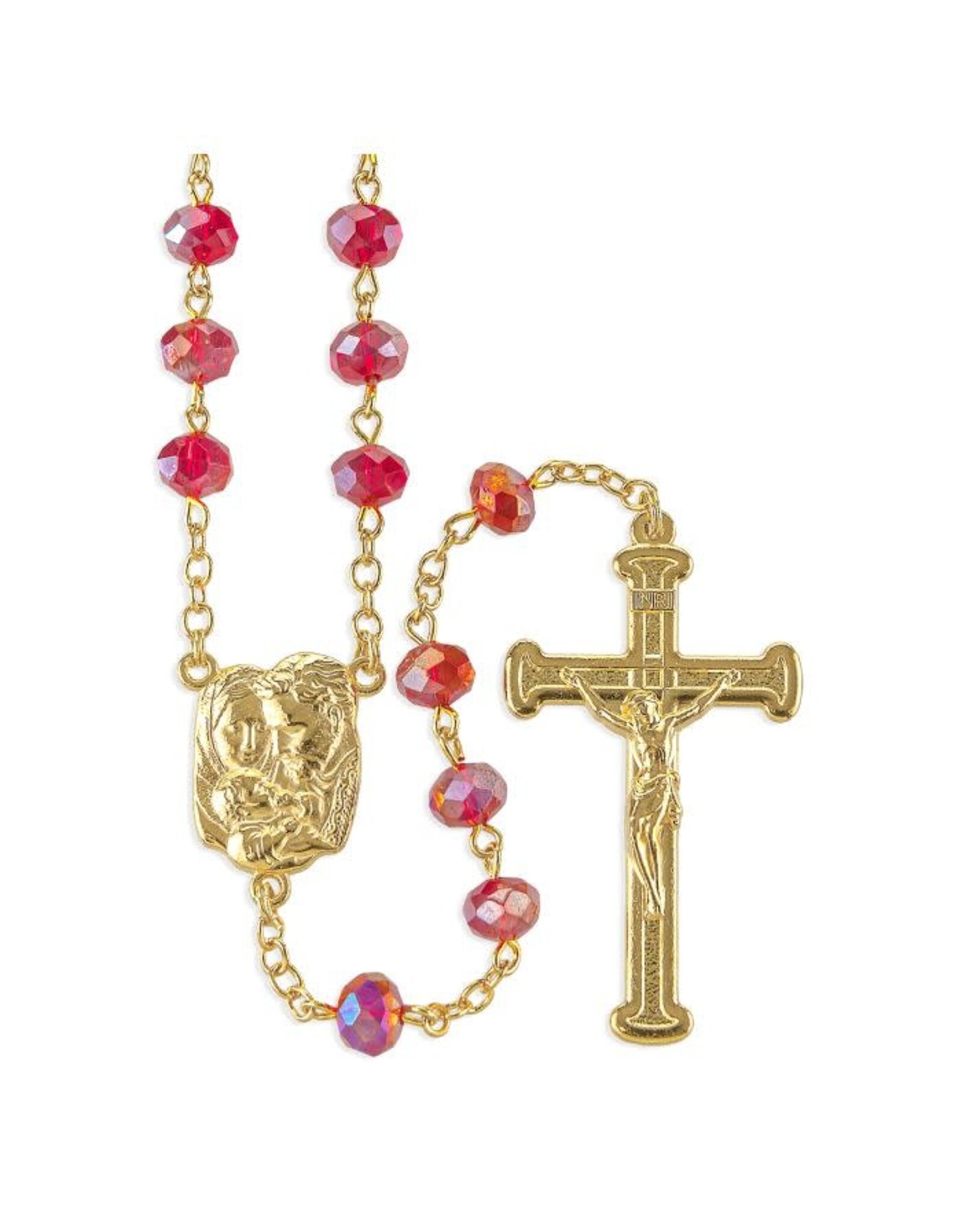 Hirten Rosary - Gold/Ruby, 8mm